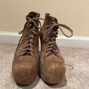 Jeffrey Campbell Tan Lace-Up Boots